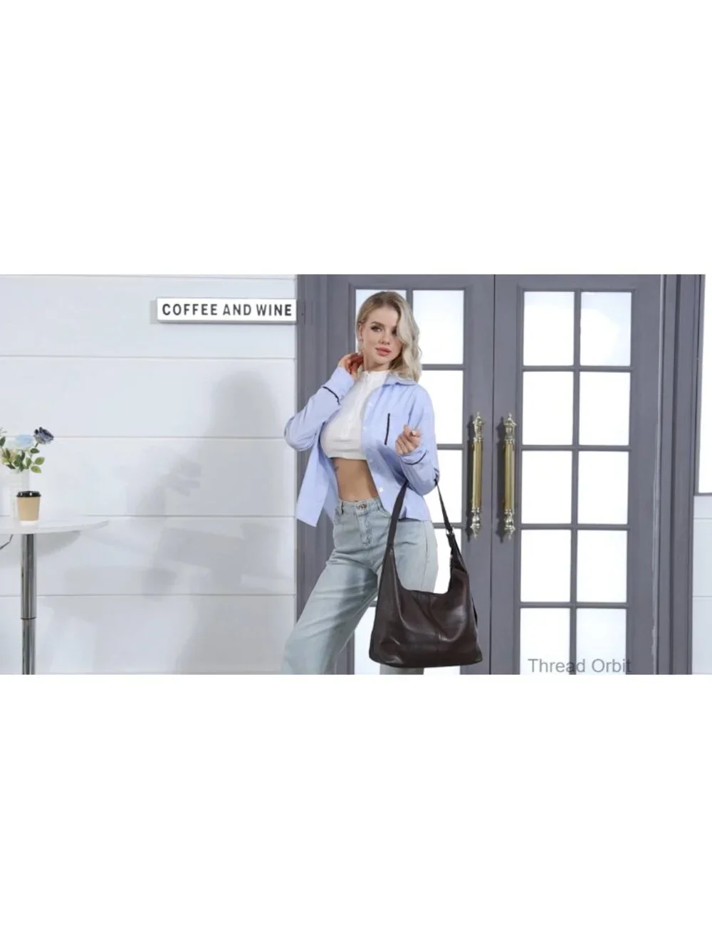 Women Large Hobo Bag Vegan Leather Shoulder Handbag Slouchy Tote Travel
